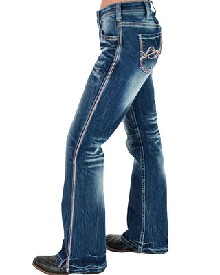 Red Twister Bootcut Jeans in Medium Wash by Cowgirl Tuff