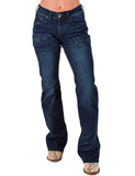 Cowgirl Tuff - Sapphire Delux Bootcut Jeans – Deep Blue Natural Waist Denim