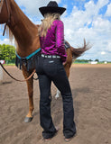 Cowgirl Tuff - Black Sport Trouser Jeans – Natural Waist with Cellphone Pocket