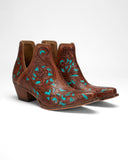 Sundance Spirit Handtooled Leather Booties in Turquoise by Myra Bag x Loyal West