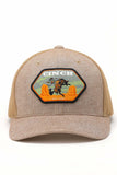 Men's Cinch Hat- Tan Hexagon Patch Trucker Cap
