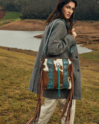 Dendrite Hairon Fringe Crossbody Bag by Myra Bag