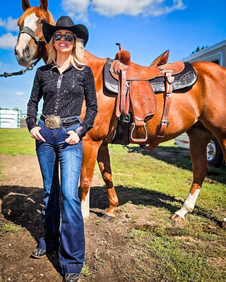 Sapphire Sport Trouser Jeans in Dark Wash by Cowgirl Tuff