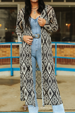 Delta Black and Ivory Aztec Long Sleeve Mesh Duster - Western Fashion - Bronco Western Supply Co.