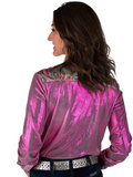 Cowgirl Tuff Dusty Rose – Metallic Button Up with Paisley Accents