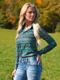 Cowgirl Tuff Emerald Reign – Chevron Stretch Button Up