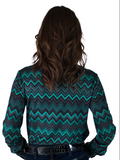 Cowgirl Tuff Emerald Reign – Chevron Stretch Button Up