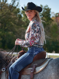 Cowgirl Tuff Paisley Stampede – White and Paisley Print Button Up