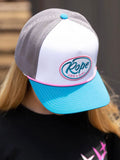 Model wearing the hat showing the Rope Like a Girl Design