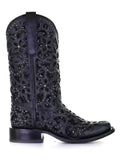 side of boot with white backdrop