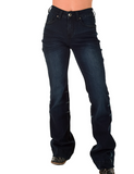 Front view of the jeans on a model.