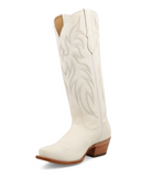 Pearl Black Star Leather Boots - Ivory