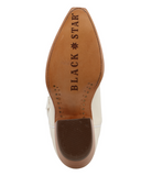Pearl Black Star Leather Boots - Ivory