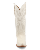 Pearl Black Star Leather Boots - Ivory