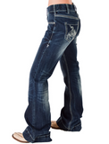 Left side view stock photo of the Cowgirl Tuff Pull-On Buck Off Trouser.