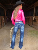 Back view of the model wearing the Cowgirl Tuff Pull-On Buck Off Trouser.