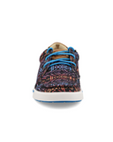 Front view of the Neon Mesa Twisted X Kicks displayed on cowhide.