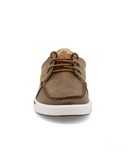 Front view of the Goldenroot Twisted X Kicks displayed on cowhide.