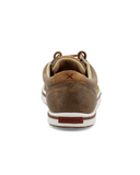 Back view of the Goldenroot Twisted X Kicks displayed on cowhide.