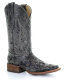 Side view of the Midnight Slither Corral Boots in a white back ground.
