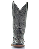 Front view of the Midnight Slither Corral Boots in a white back ground.