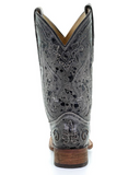 Back view of the Midnight Slither Corral Boots in a white back ground.