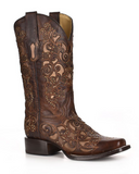 Side view of the Desert Blossom Corral Boots in a white background.