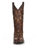 Front view of the Desert Blossom Corral Boots in a white background.