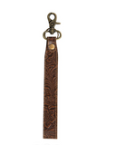 Classic Country Hand-Tooled Key Fob in a white back drop.