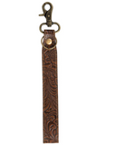 Classic Country Hand-Tooled Key Fob in a white back drop.