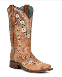 Side view of the Luminous Petal Corral Boots in a white background.