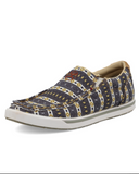 Stock photo of the Ronnie Twisted X Hooey Slip-On Loper Sneakers - Black and Yellow Multi.