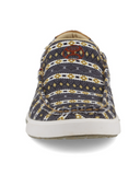 Stock photo of the Ronnie Twisted X Hooey Slip-On Loper Sneakers - Black and Yellow Multi.