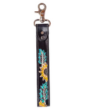 Cheyenne Bloom Hand-Tooled Key Fob in a white backdrop.