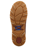 Stock photo of the Marrow Twisted X Boat Shoe Driving Moc - Brown Multi and Rustic Brown on cowhide.