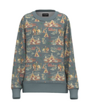 Blue Stallion Hooey Ladies Crew Sweatshirt displayed on white background.