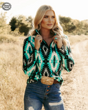 Aztec Everest Fitted Pullover modeled on a women in field setting.