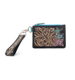 Front view of the Pride of Prickly Pears Card Holder in Black in a white backdrop.