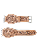 Myra Bag - Lone Star Hand Tooled Leather Watch Band in Light Saddle Tan