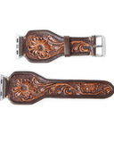 Myra Bag - Lone Star Hand Tooled Leather Watch Band in Antique Mahogany