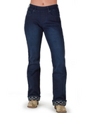 Pull-On Flannel Bootcut Jeans