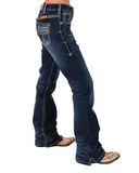 White Boot Stitch Bootcut Jeans