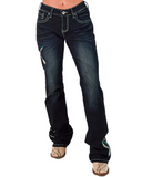 Dark blue jeans on a white background
