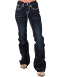 Dark blue jeans on a white background