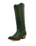 Eden Black Star Leather Boots - Emerald