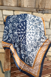Thatcher Wild Rag – Navy & Copper Paisley Silk Blend Scarf