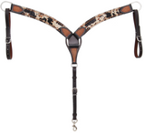The Peppered Hair On Hide Breast Collar in a white background.