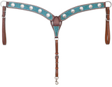 The Turquoise Wash Bull Coin Breast Collar in a white background.