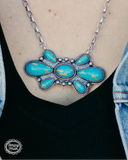 The Bullseye Fashion Necklace displayed and styles on mannequin.