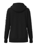 Black hoodie with white tape on sleeves on a white background
